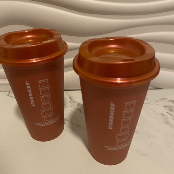 NEW Starbucks (2) 16oz reusable plastic hot cups from the fall collection - Picture 3 of 3